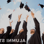 graduates tossing their caps in the air with the text &”;